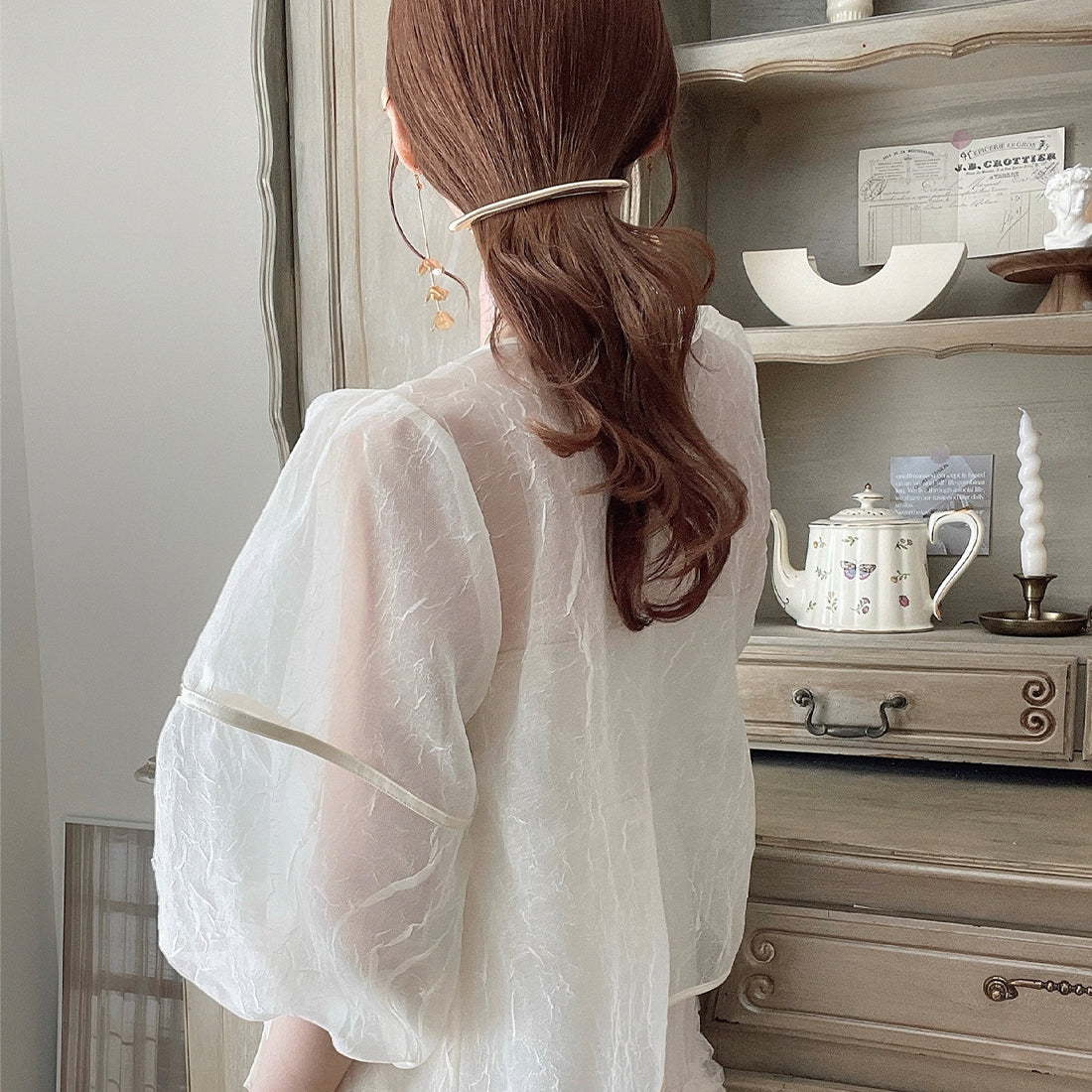 ほぼ未使用✨️ シクラス ミンクファー ウールシルク サテンブラウス