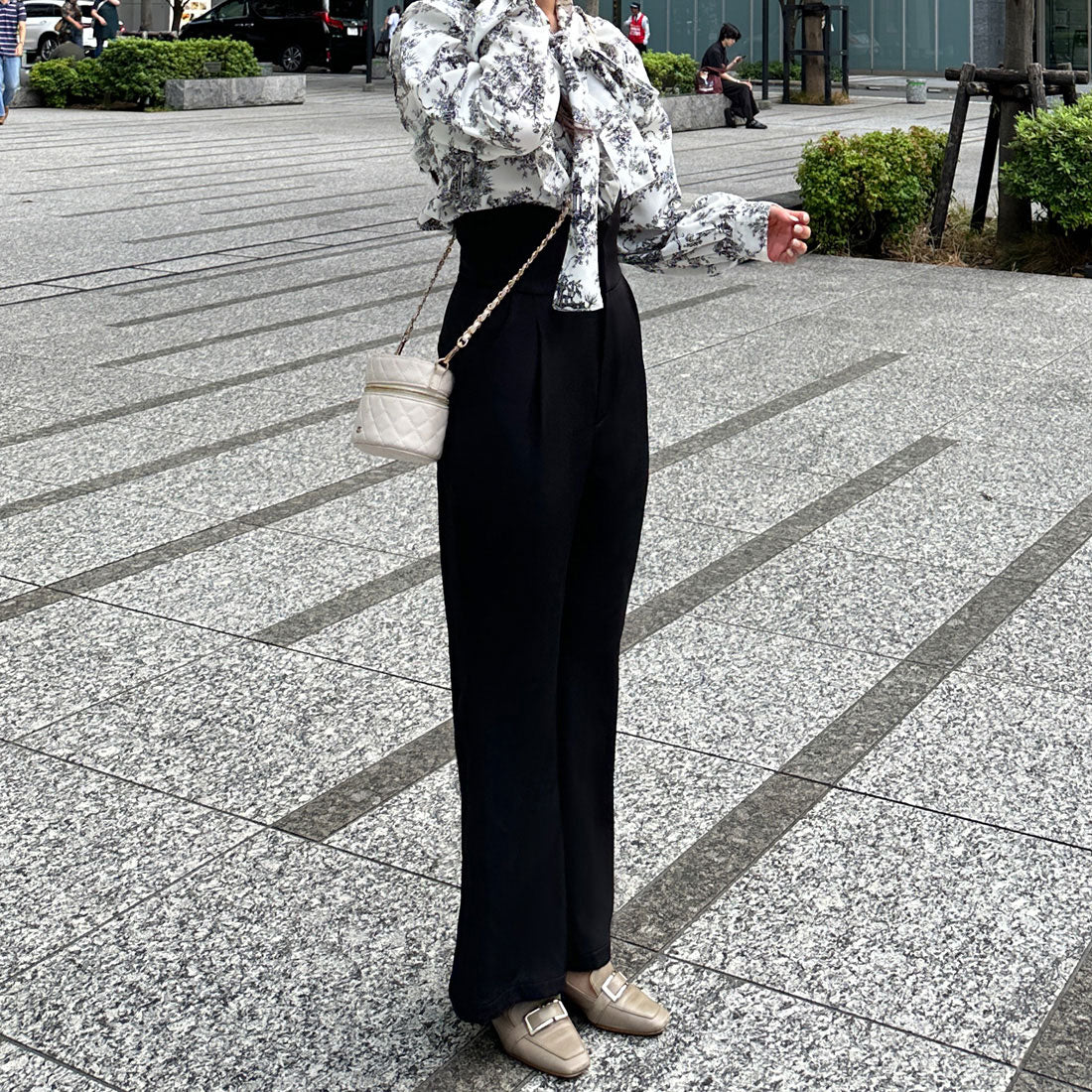 ジュノア JUNOAH コルセットデザインハイウエストフレアパンツ