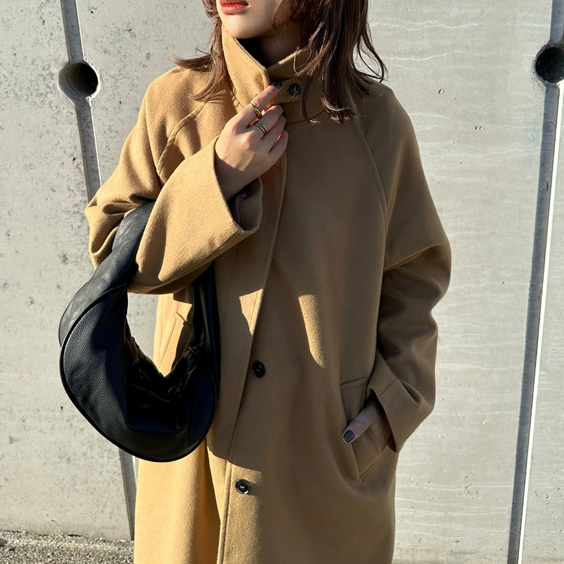 ジュノア JUNOAH スタンドカラーロングコート