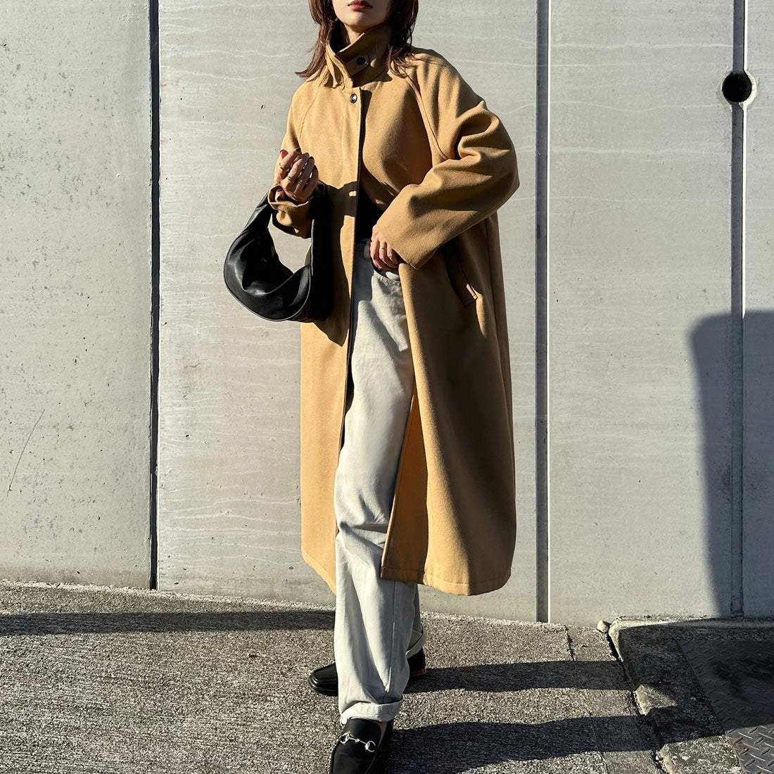 ジュノア JUNOAH スタンドカラーロングコート