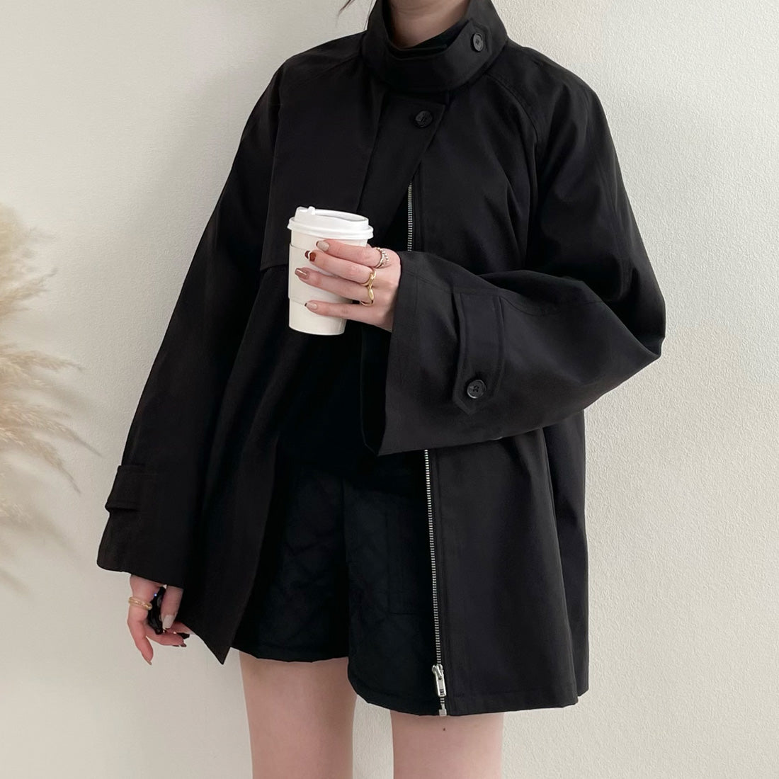 ジュノア JUNOAH ハイネックスプリングショートコート