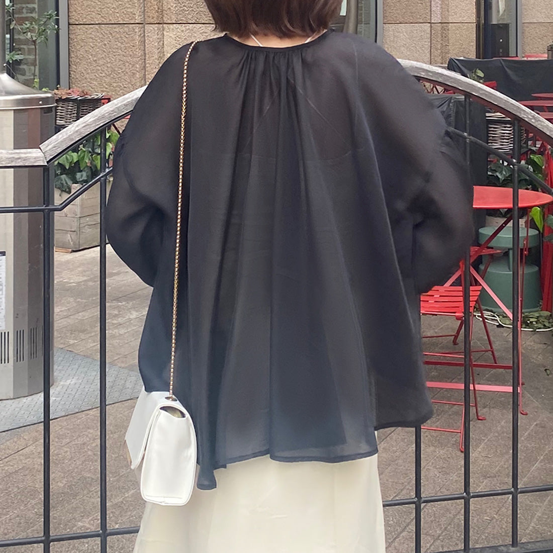 ジュノア JUNOAH フロントリボンシアーテールブラウス