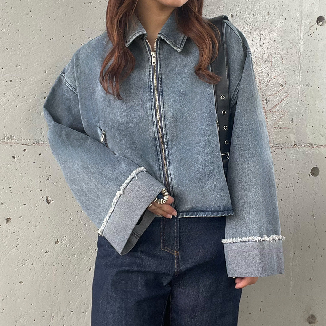 JUNOAH Denim Oversized Short Jacket