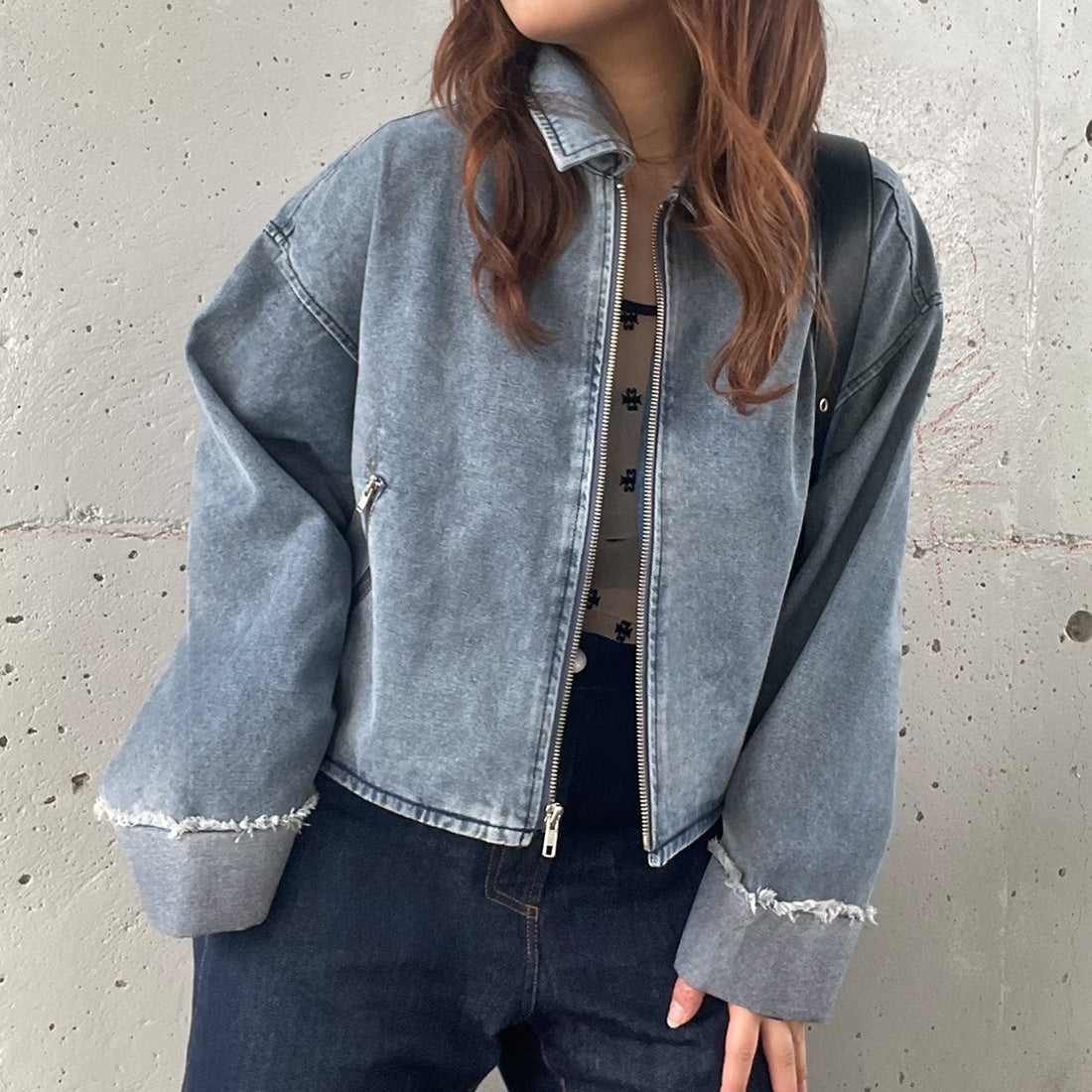 JUNOAH Denim Oversized Short Jacket