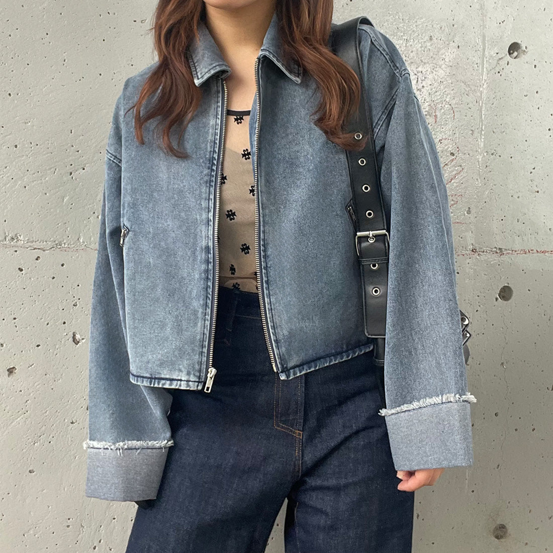 JUNOAH Denim Oversized Short Jacket