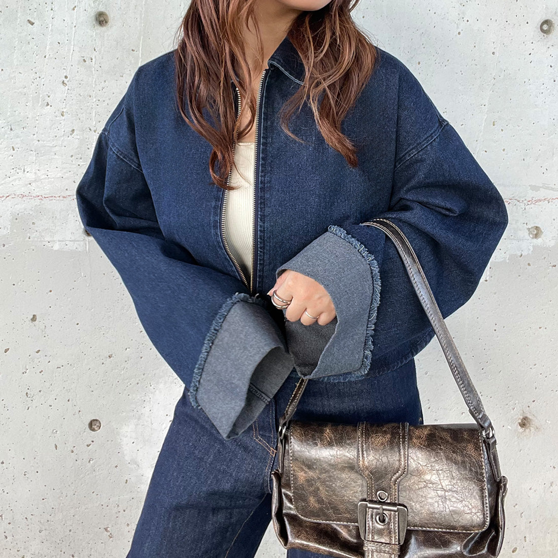 JUNOAH Denim Oversized Short Jacket