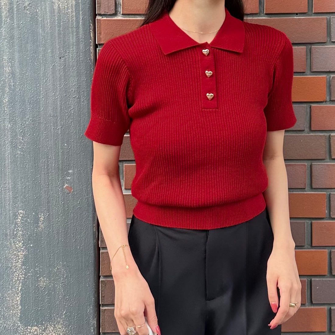 ジュノア JUNOAH 半袖ニットポロシャツ