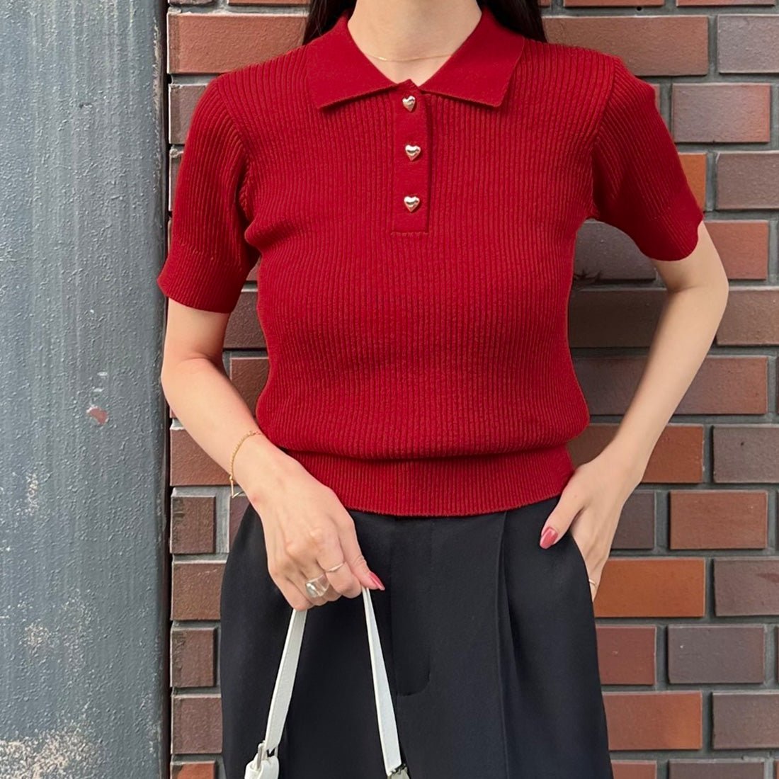 ジュノア JUNOAH 半袖ニットポロシャツ