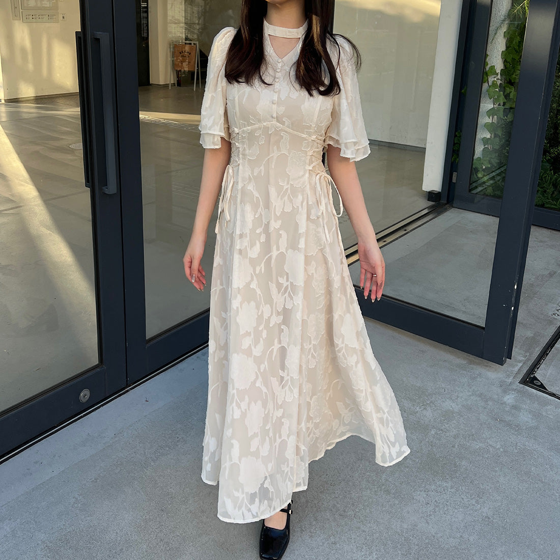 JUNOAH 透明提花繫帶頸鍊洋裝【部分寵物裙套裝】