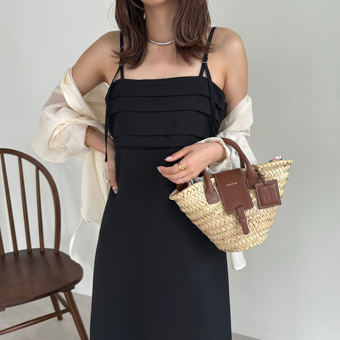 ジュノア JUNOAH タックデザインバックリボンキャミワンピース （ブラック） ブラック