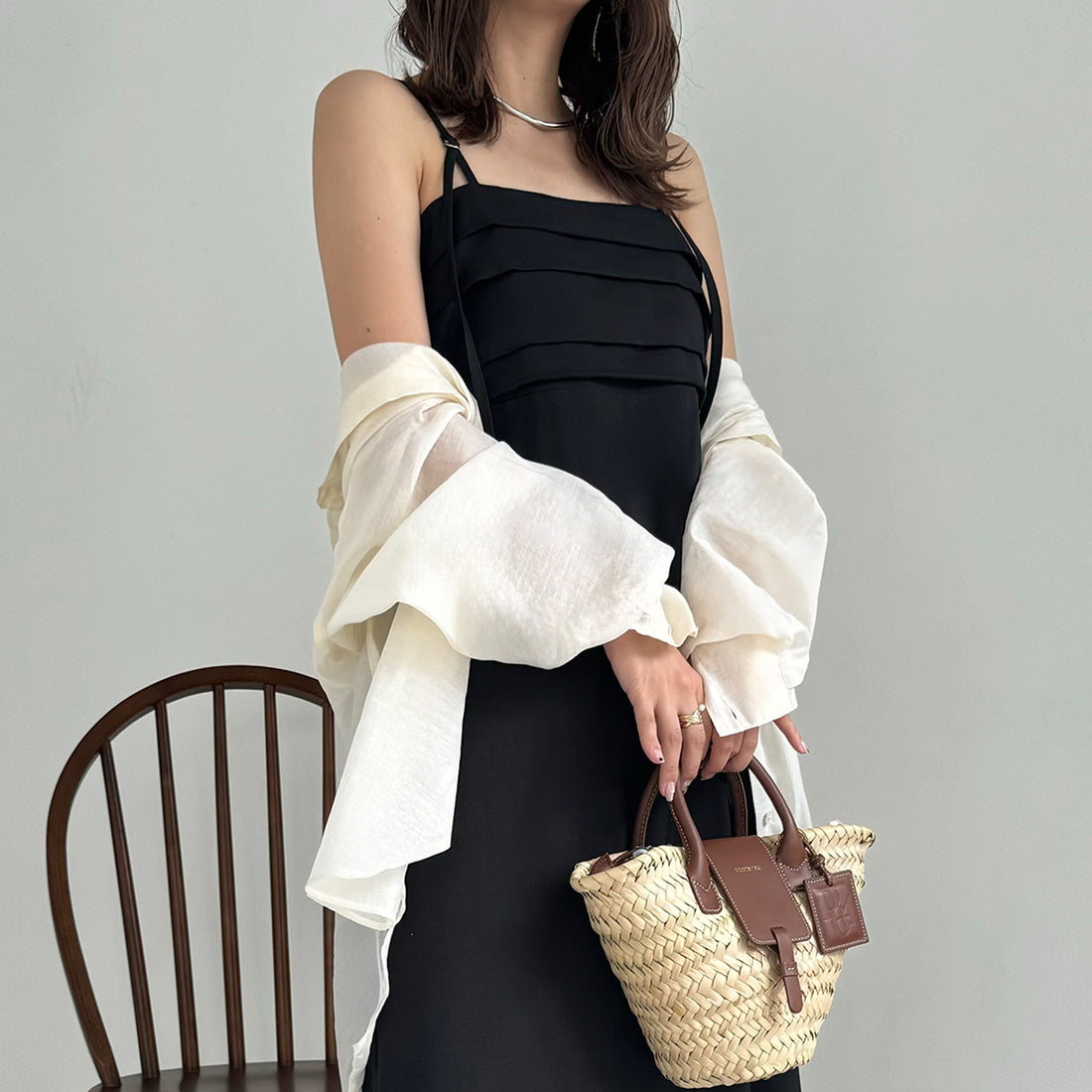 ジュノア JUNOAH タックデザインバックリボンキャミワンピース （ブラック） ブラック