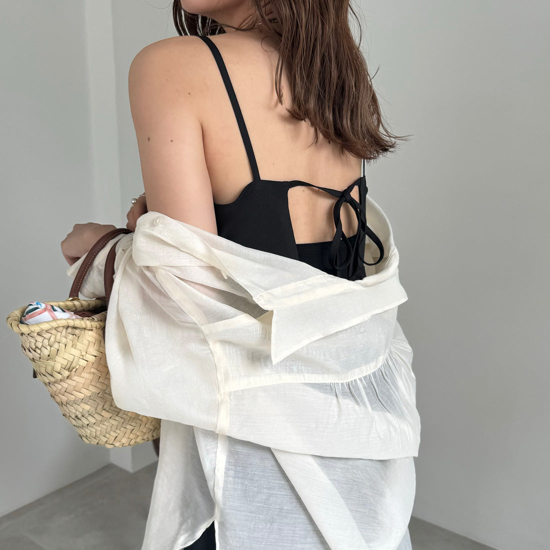 ジュノア JUNOAH タックデザインバックリボンキャミワンピース （ブラック） ブラック