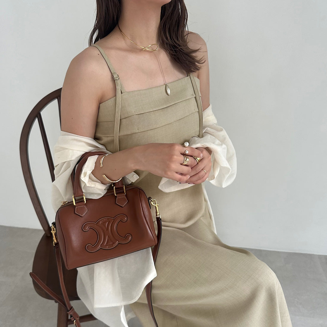 ジュノア JUNOAH タックデザインバックリボンキャミワンピース （ライトベージュ） ライトベージュ