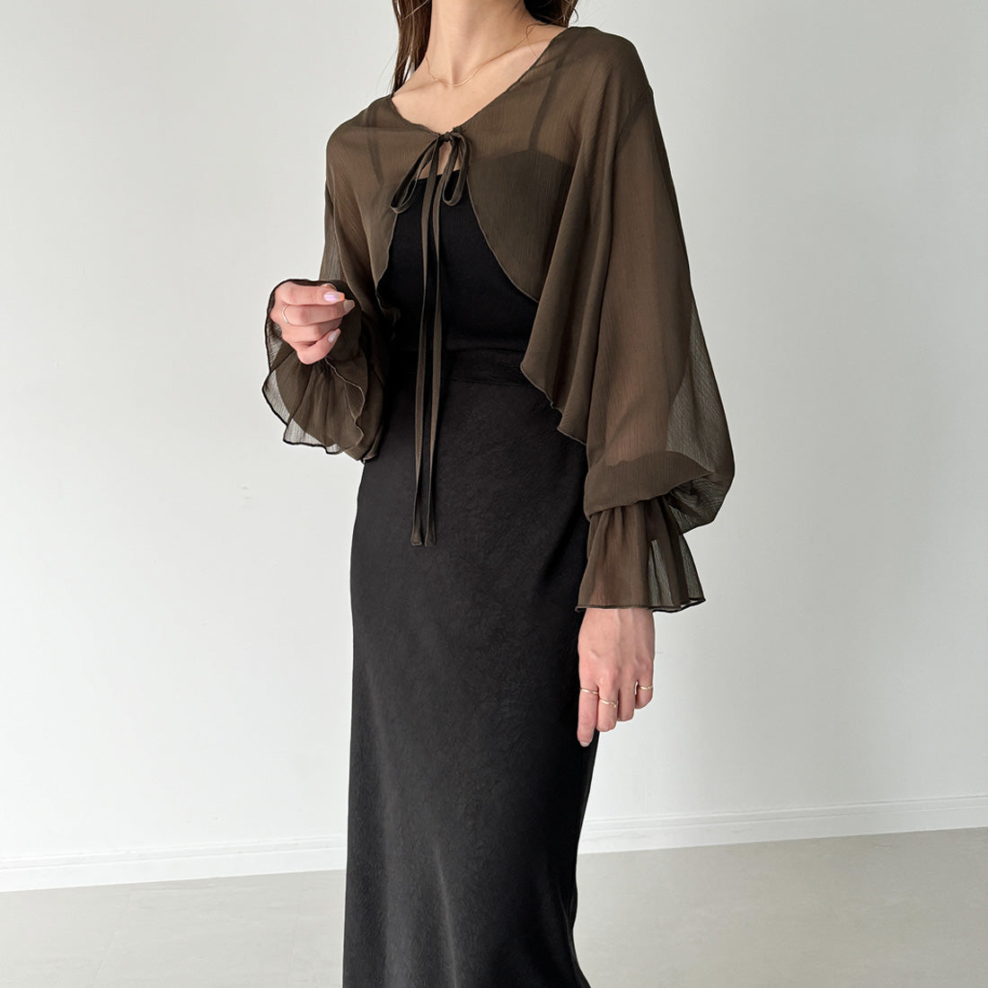 ジュノア JUNOAH 楊柳シアーショートボレロ