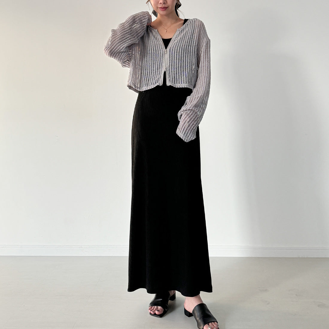ジュノア JUNOAH Wジップメッシュカットソーカーディガン