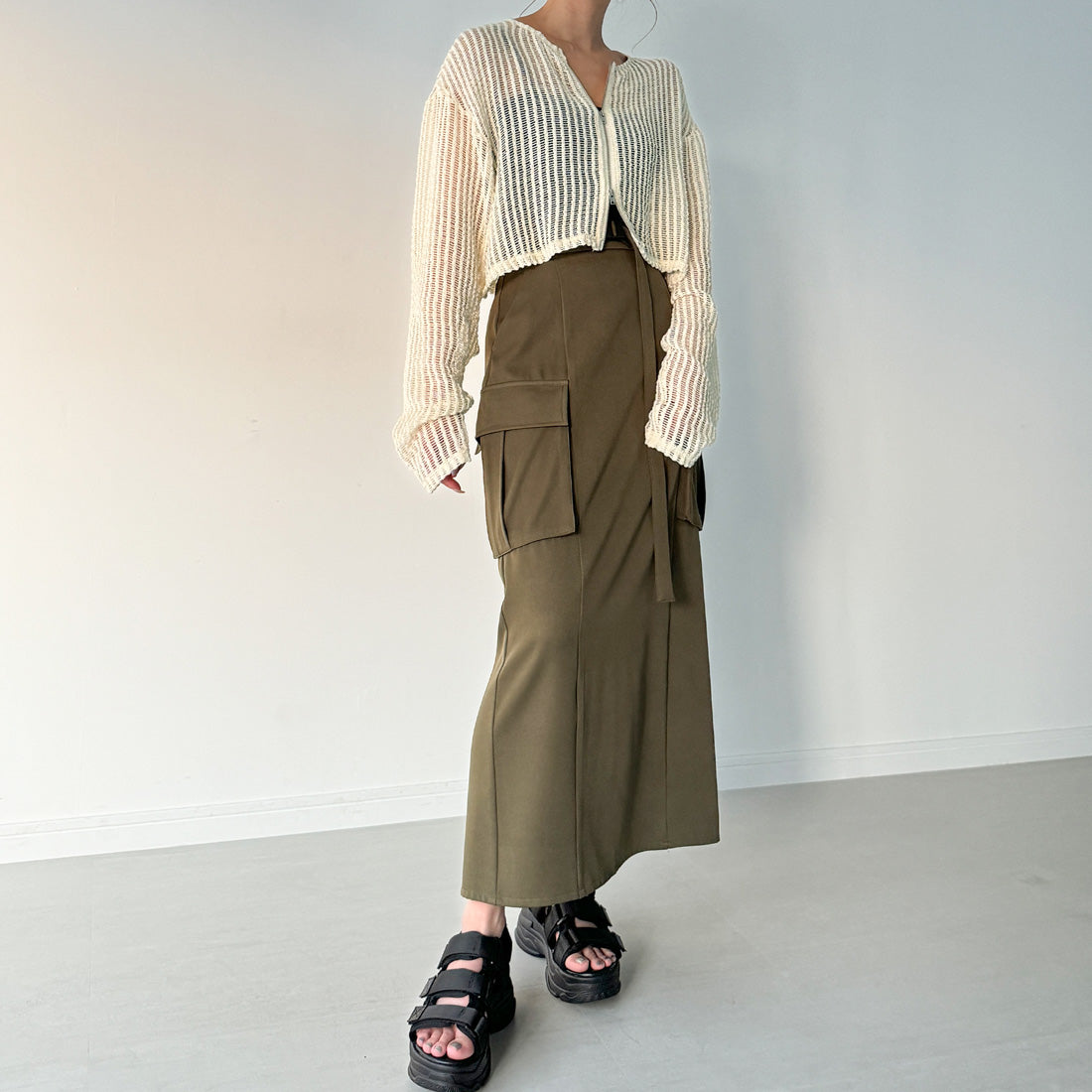 ジュノア JUNOAH Wジップメッシュカットソーカーディガン