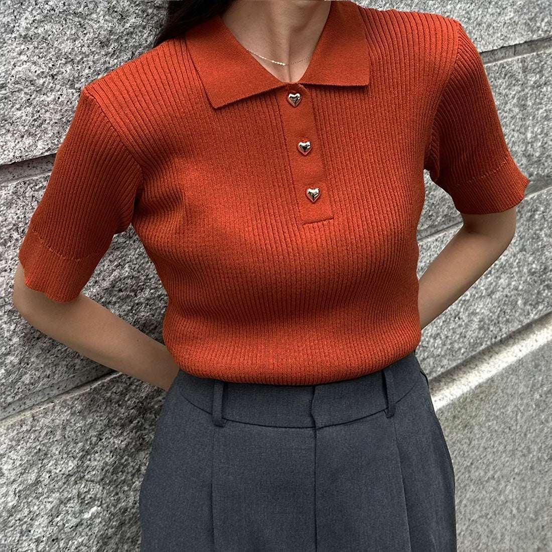 Junoa JUNOAH 短袖針織 Polo 衫