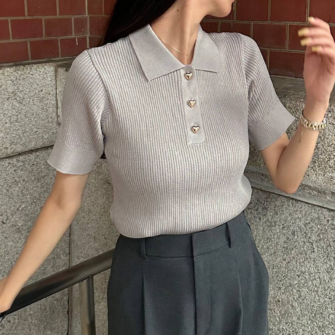 Junoa JUNOAH 短袖針織 Polo 衫