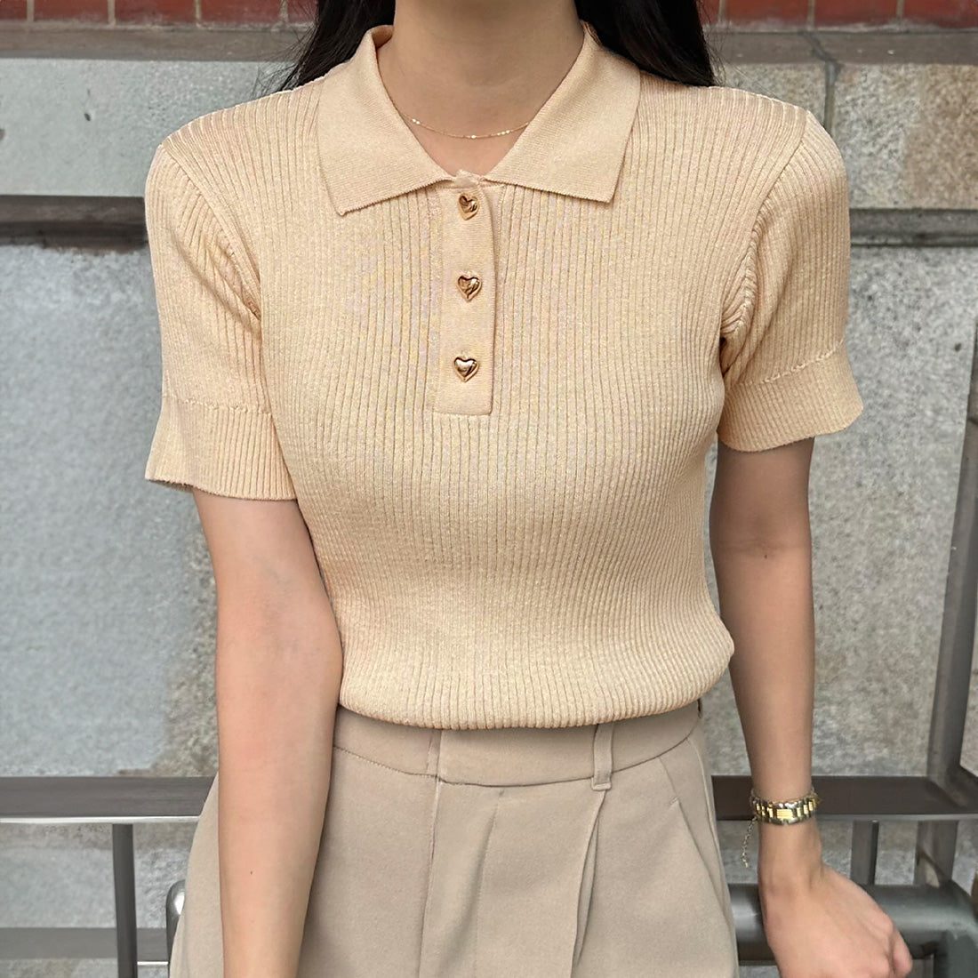 Junoa JUNOAH 短袖針織 Polo 衫