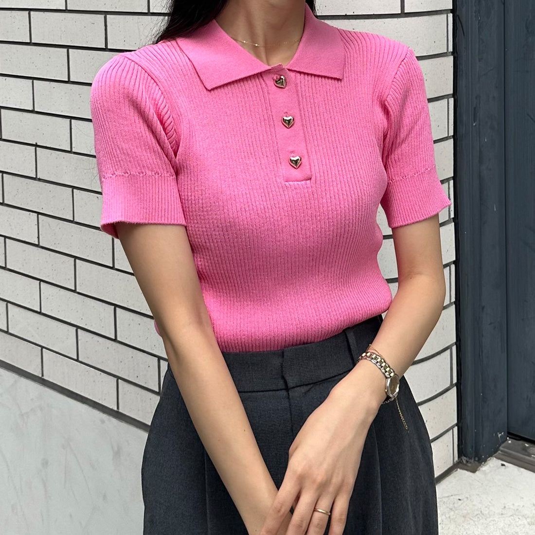 Junoa JUNOAH 短袖針織 Polo 衫