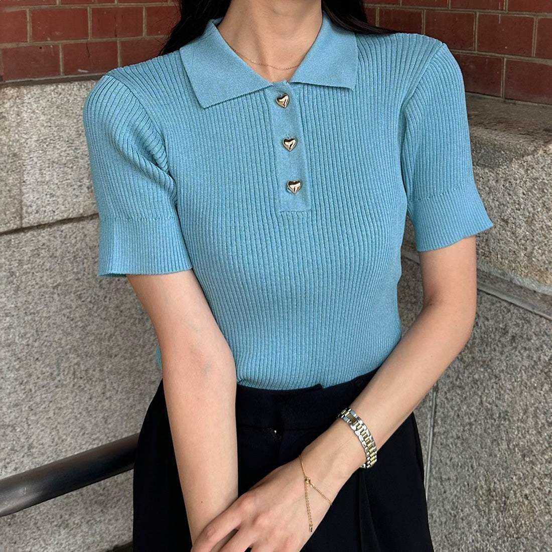 Junoa JUNOAH 短袖針織 Polo 衫