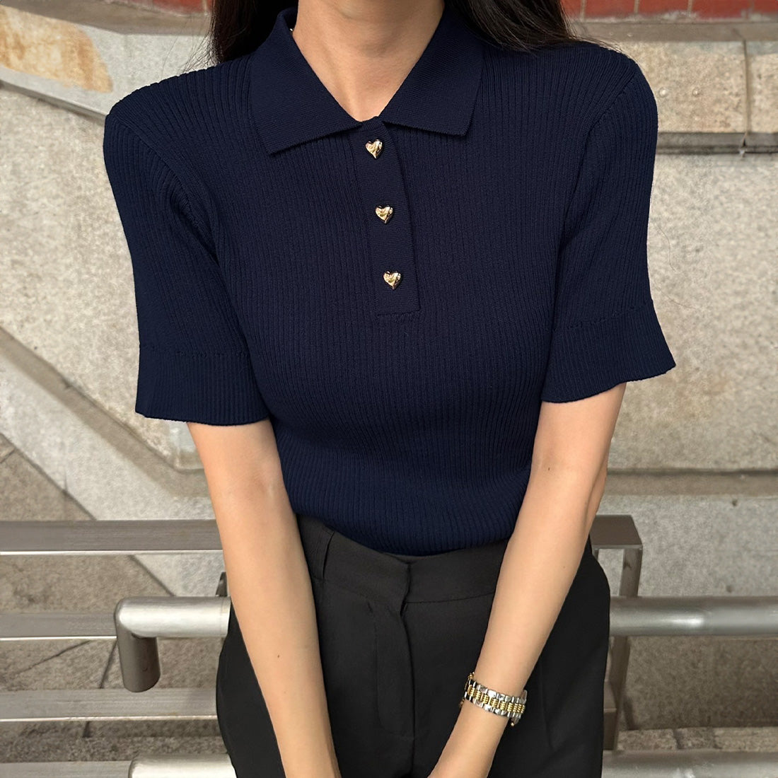 Junoa JUNOAH 短袖針織 Polo 衫