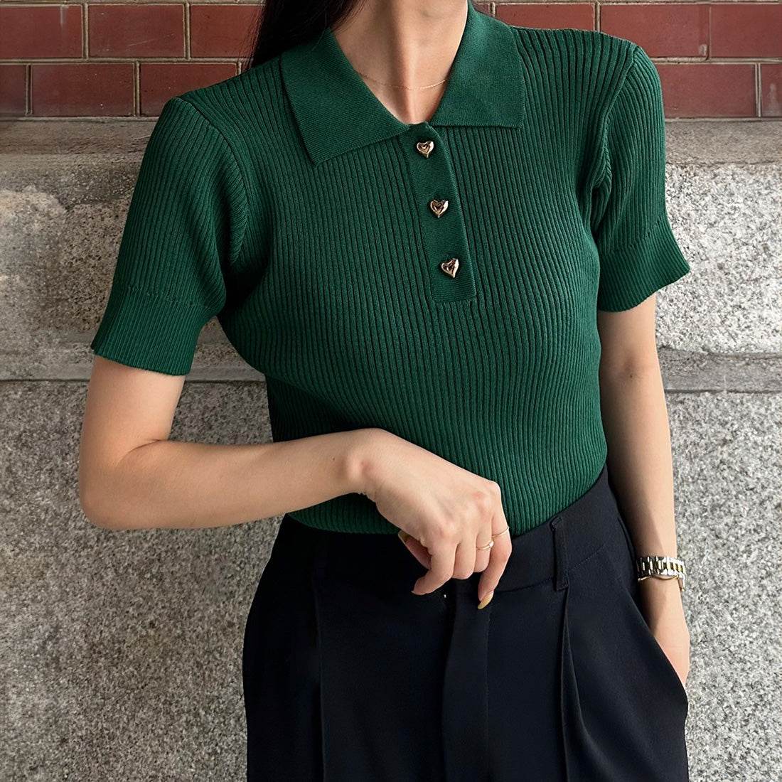 Junoa JUNOAH 短袖針織 Polo 衫