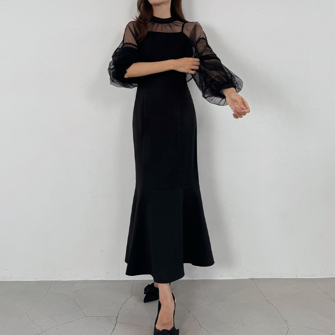 ジュノア JUNOAH チュールボレロ＋フレアキャミワンピース セット （Bブラック） Bブラック