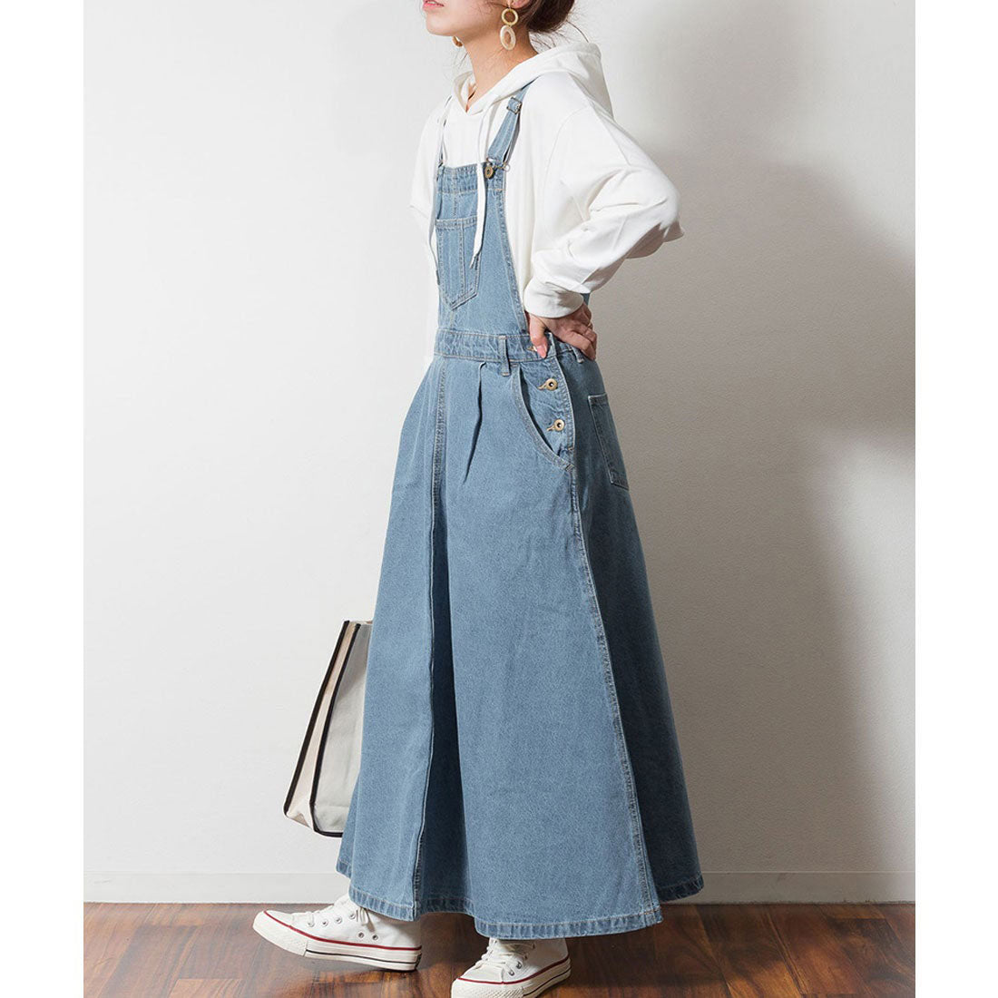 Jungle Jalopy Flared Denim Overall Skirt Overalls Flared Long Skirt