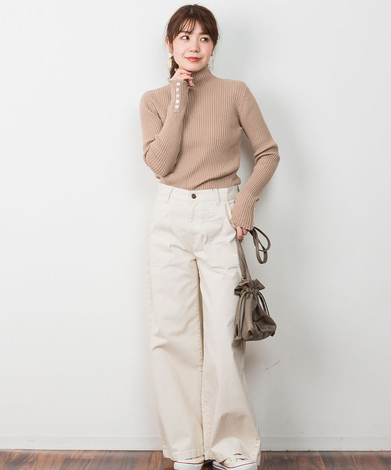 ジャングルジャロピー JUNGLE JALOPY メロウ襟タートルネックリブニット