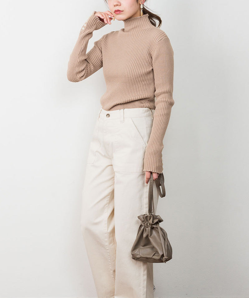 ジャングルジャロピー JUNGLE JALOPY メロウ襟タートルネックリブニット