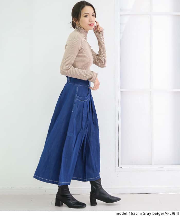 ジャングルジャロピー JUNGLE JALOPY メロウ襟タートルネックリブニット