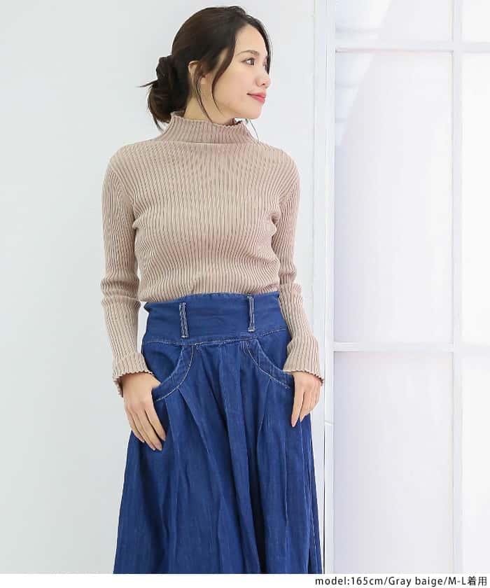 ジャングルジャロピー JUNGLE JALOPY メロウ襟タートルネックリブニット