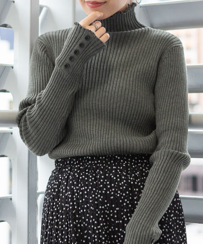 ジャングルジャロピー JUNGLE JALOPY メロウ襟タートルネックリブニット