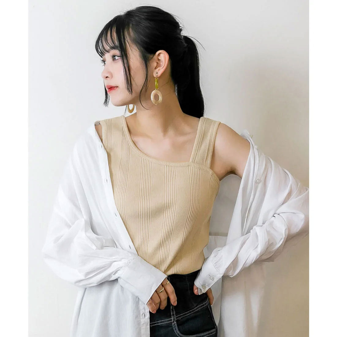 Jungle Jalopy Random Rib Asymmetric Rib Tank Top