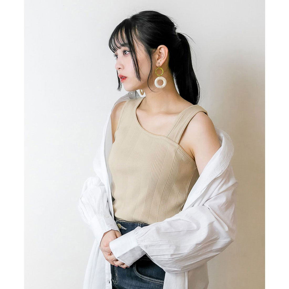 Jungle Jalopy Random Rib Asymmetric Rib Tank Top