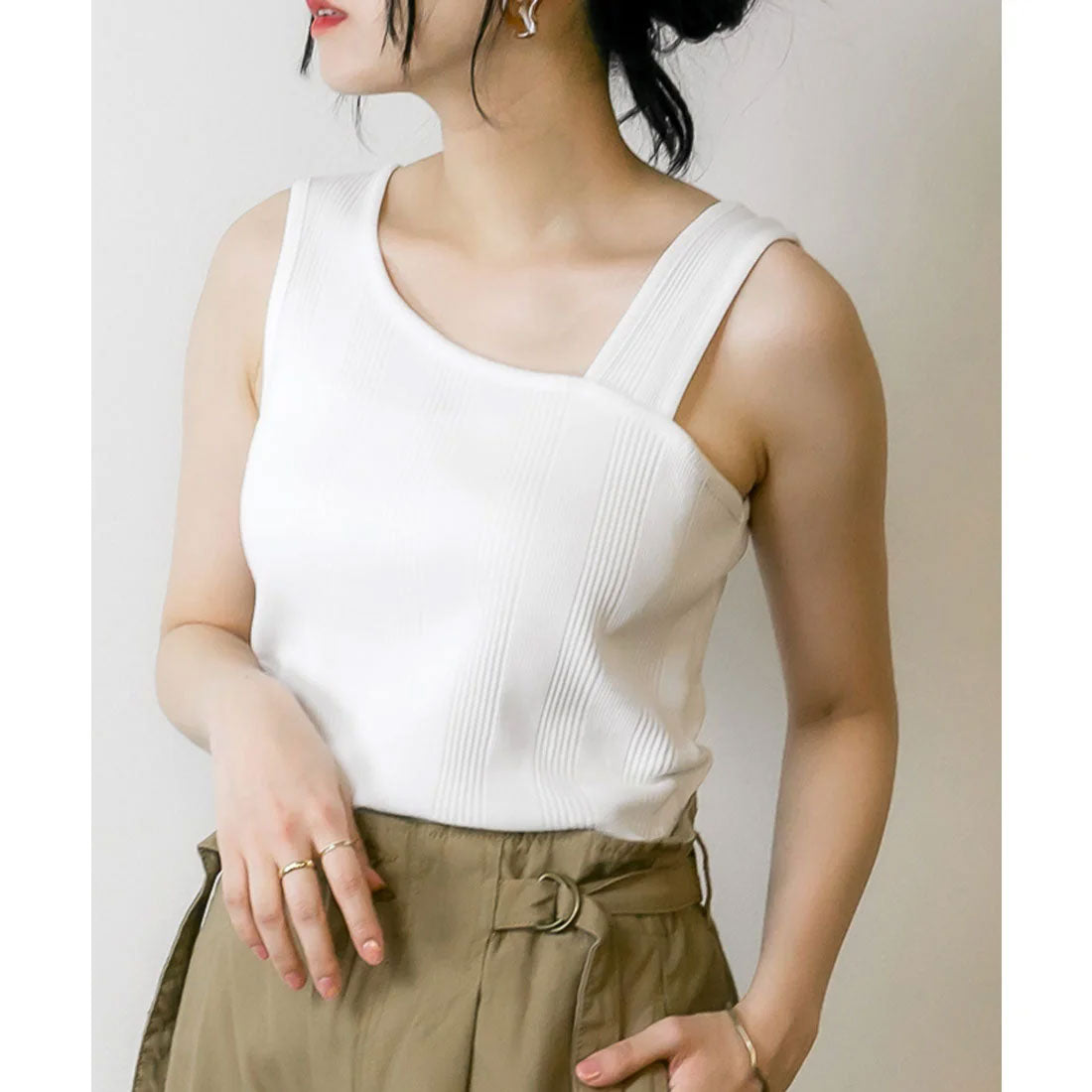 Jungle Jalopy Random Rib Asymmetric Rib Tank Top