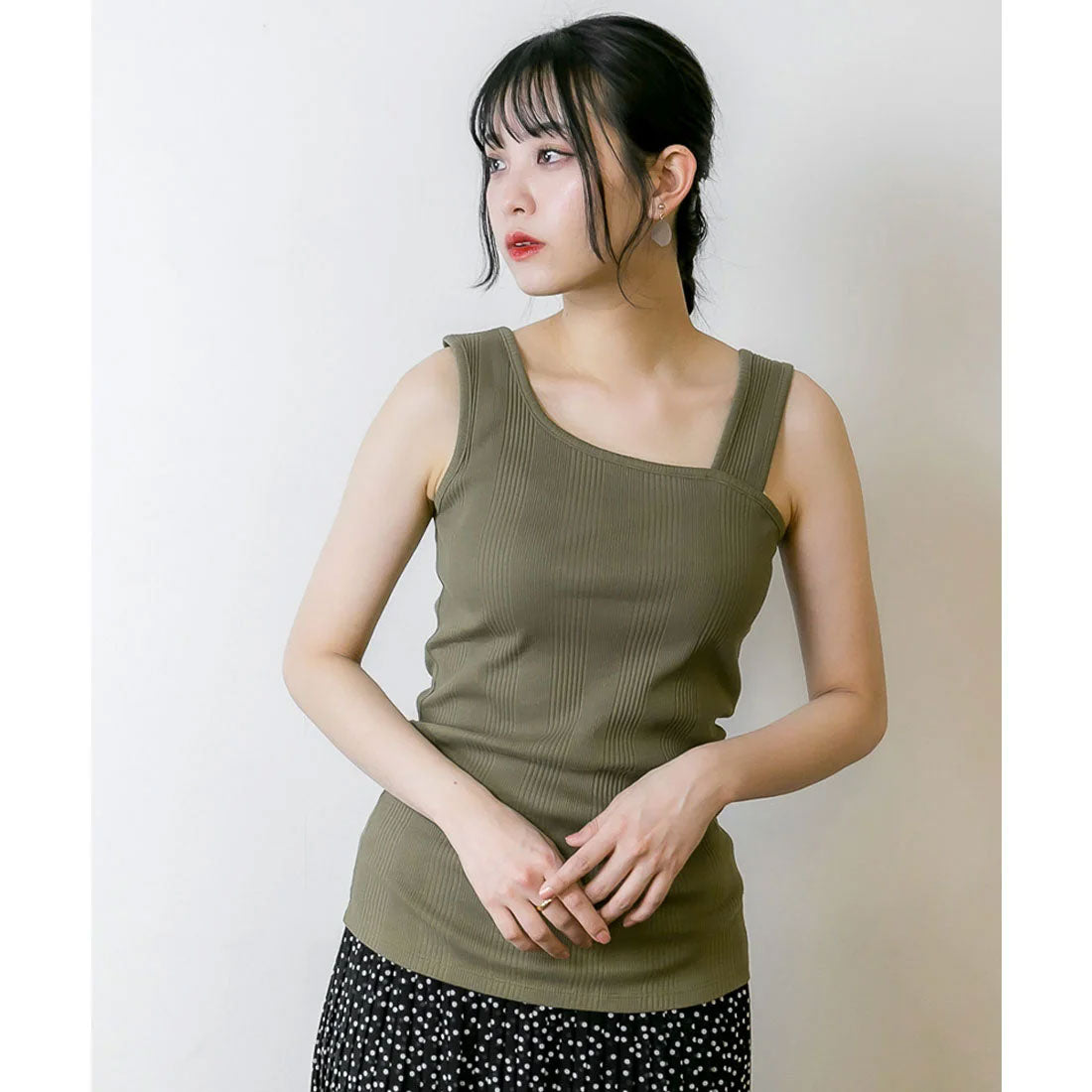 Jungle Jalopy Random Rib Asymmetric Rib Tank Top