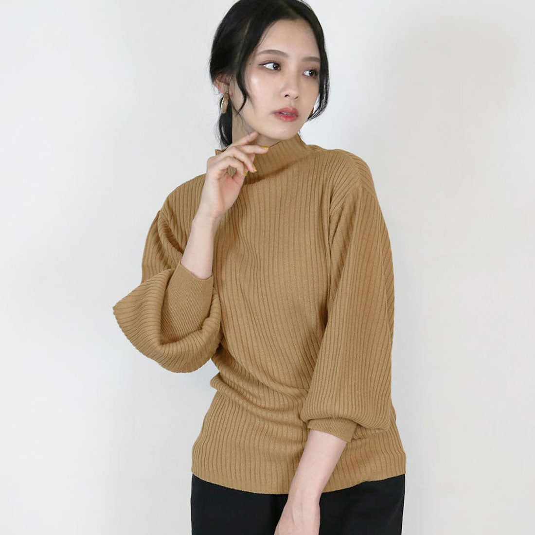 Jungle Jalopy Puff Sleeve Rib Knit Top