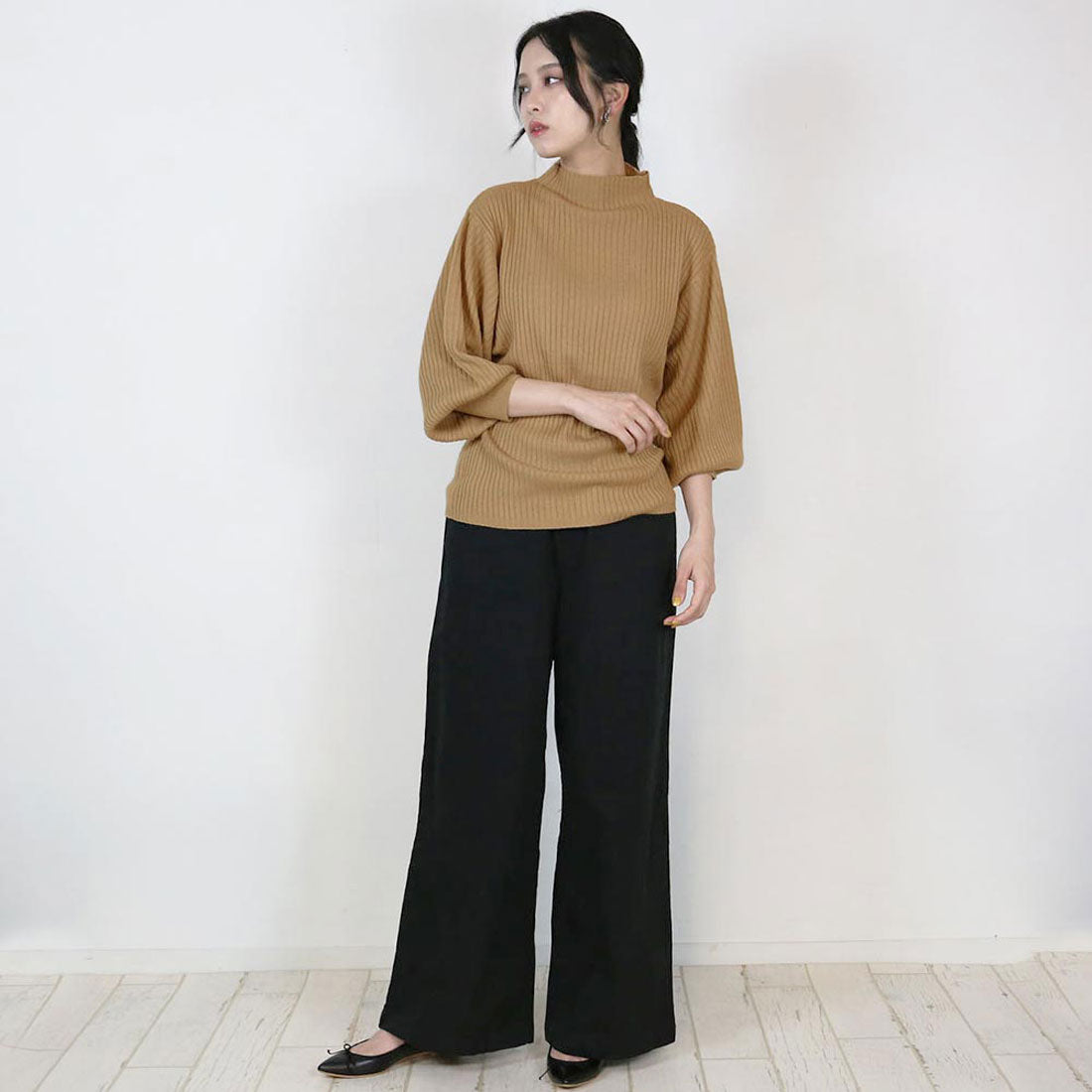 Jungle Jalopy Puff Sleeve Rib Knit Top