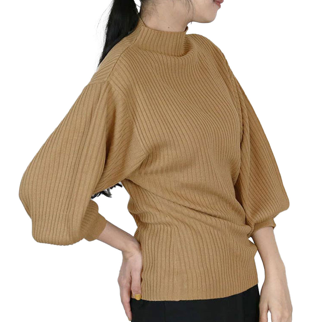 Jungle Jalopy Puff Sleeve Rib Knit Top