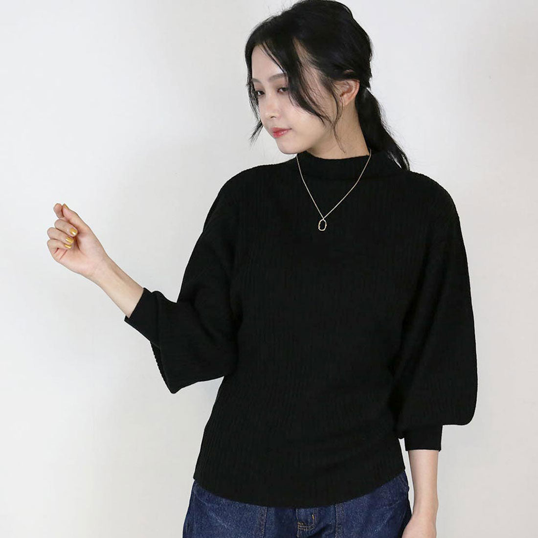 Jungle Jalopy Puff Sleeve Rib Knit Top