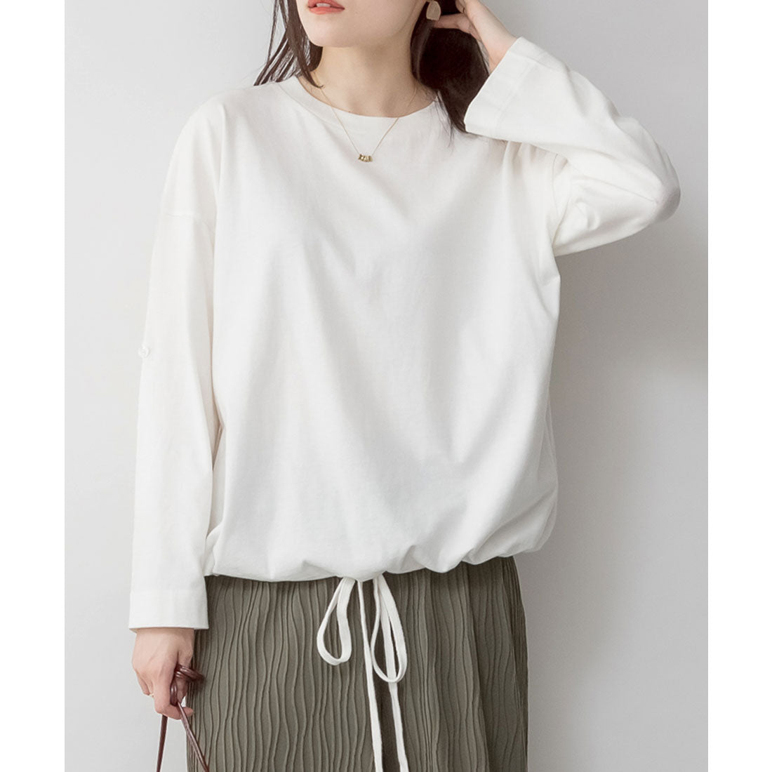 Jungle Jalopy Long Sleeve Balloon Hem 2-Way Cut and Sew Top T-Shirt Long Sleeve Long T Cut and Sew Autumn Winter Women's Plus Size