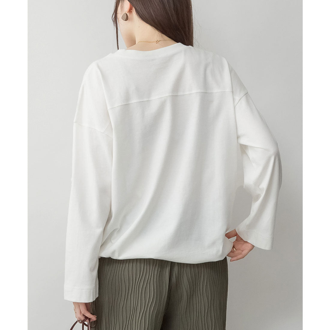 Jungle Jalopy Long Sleeve Balloon Hem 2-Way Cut and Sew Top T-Shirt Long Sleeve Long T Cut and Sew Autumn Winter Women's Plus Size