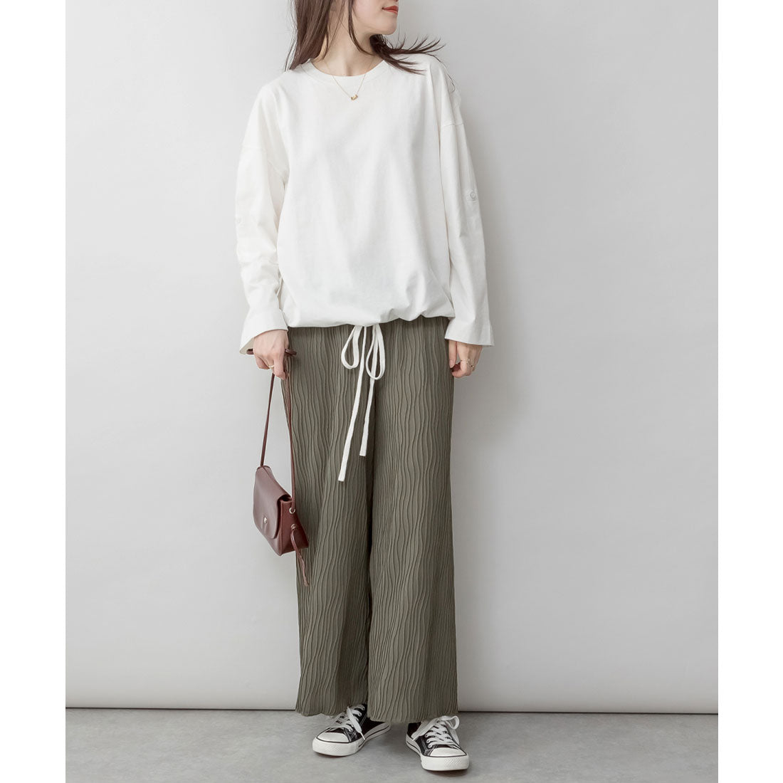 Jungle Jalopy Long Sleeve Balloon Hem 2-Way Cut and Sew Top T-Shirt Long Sleeve Long T Cut and Sew Autumn Winter Women's Plus Size