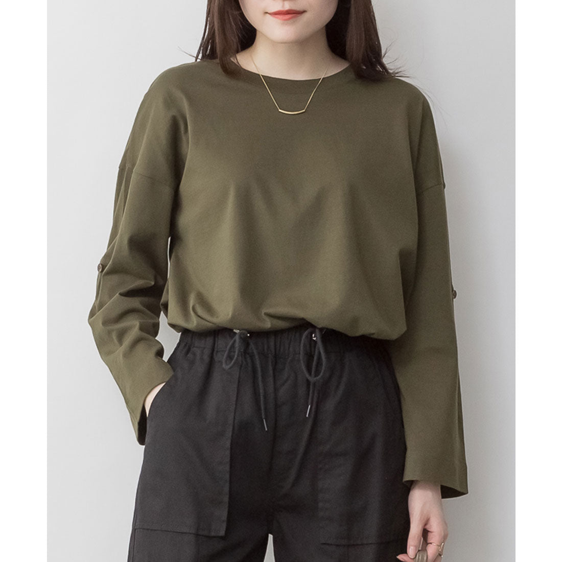 Jungle Jalopy Long Sleeve Balloon Hem 2-Way Cut and Sew Top T-Shirt Long Sleeve Long T Cut and Sew Autumn Winter Women's Plus Size