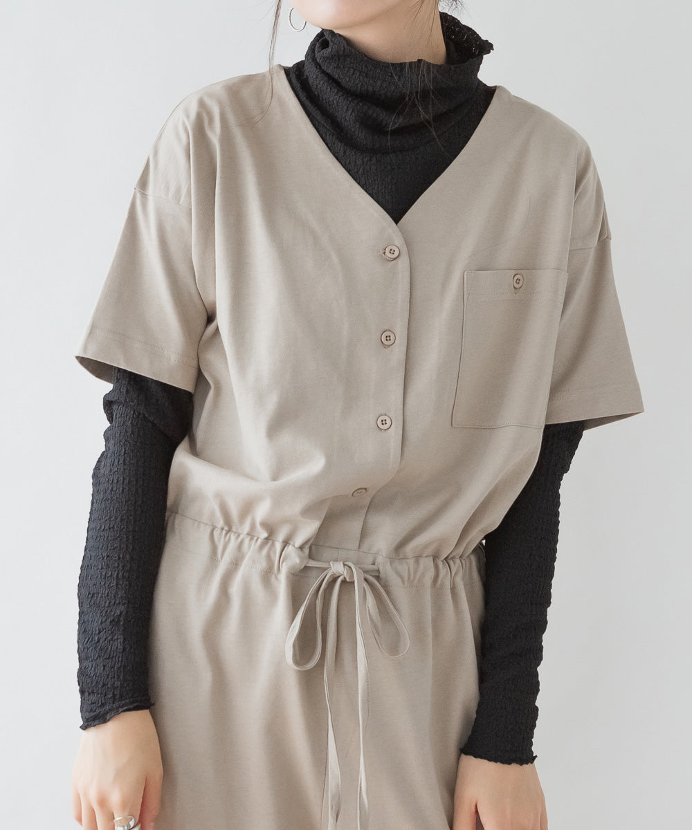 ジャングルジャロピー JUNGLE JALOPY Vネックオールインワンパンツ （GRAY-BEIGE） GRAY-BEIGE