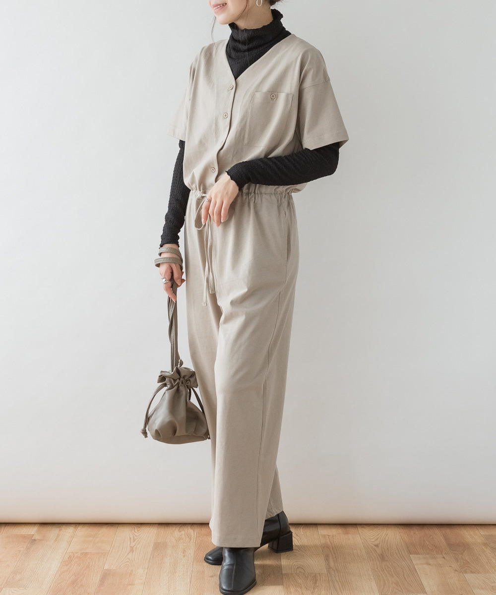 ジャングルジャロピー JUNGLE JALOPY Vネックオールインワンパンツ （GRAY-BEIGE） GRAY-BEIGE