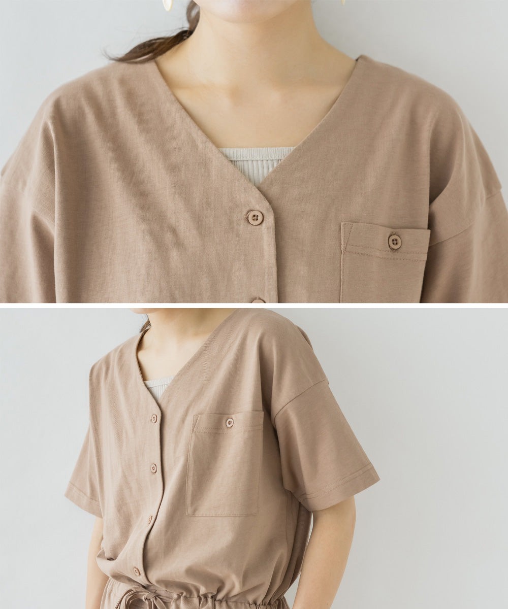 ジャングルジャロピー JUNGLE JALOPY Vネックオールインワンパンツ （GRAY-BEIGE） GRAY-BEIGE