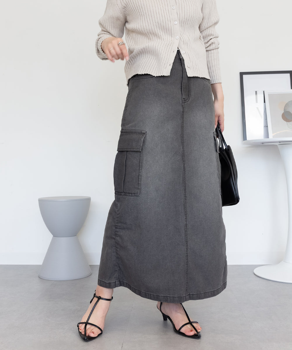 ジャングルジャロピー JUNGLE JALOPY デニムカーゴスカート レディース スカート ボトムス ロングスカート カジュアル 春 夏 秋 冬 （GRAY-DENIM） GRAY-DENIM